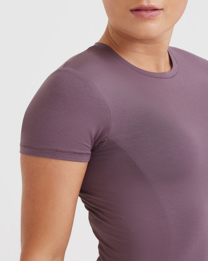 Purple Oner Active Mellow Soft Short Sleeve T Shirts | 76934PBKW