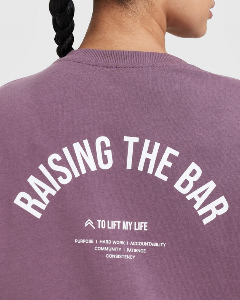 Purple Oner Active Raising The Bar Graphic Unisex T Shirts | 72364EZYN