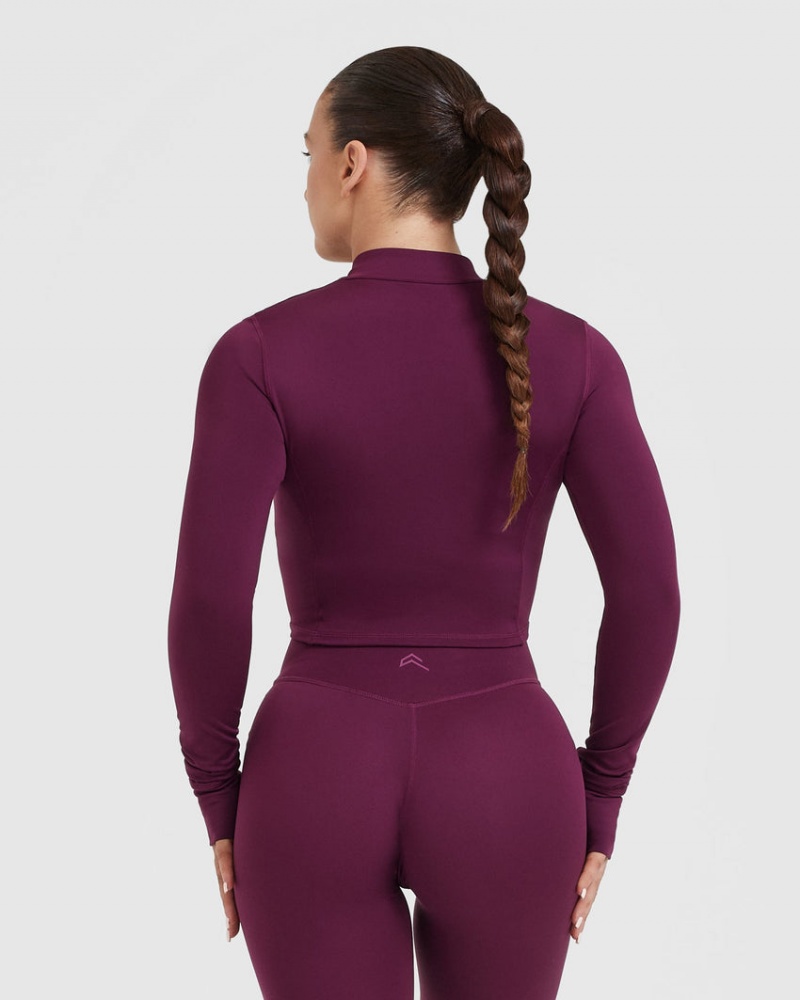 Purple Oner Active Timeless Crop Sweatshirts | 78403OXSY