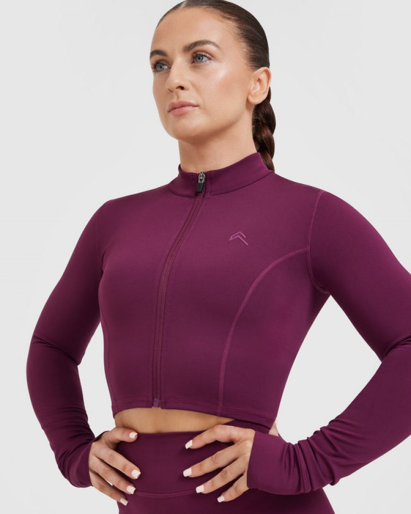 Purple Oner Active Timeless Crop Sweatshirts | 78403OXSY