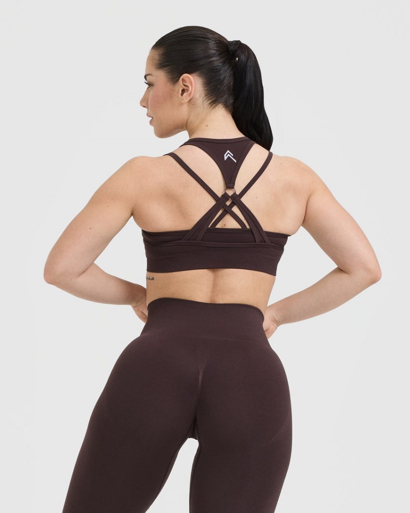 Purple / Brown Oner Active Effortless Seamless Layered Sports Bras | 06829OPNY