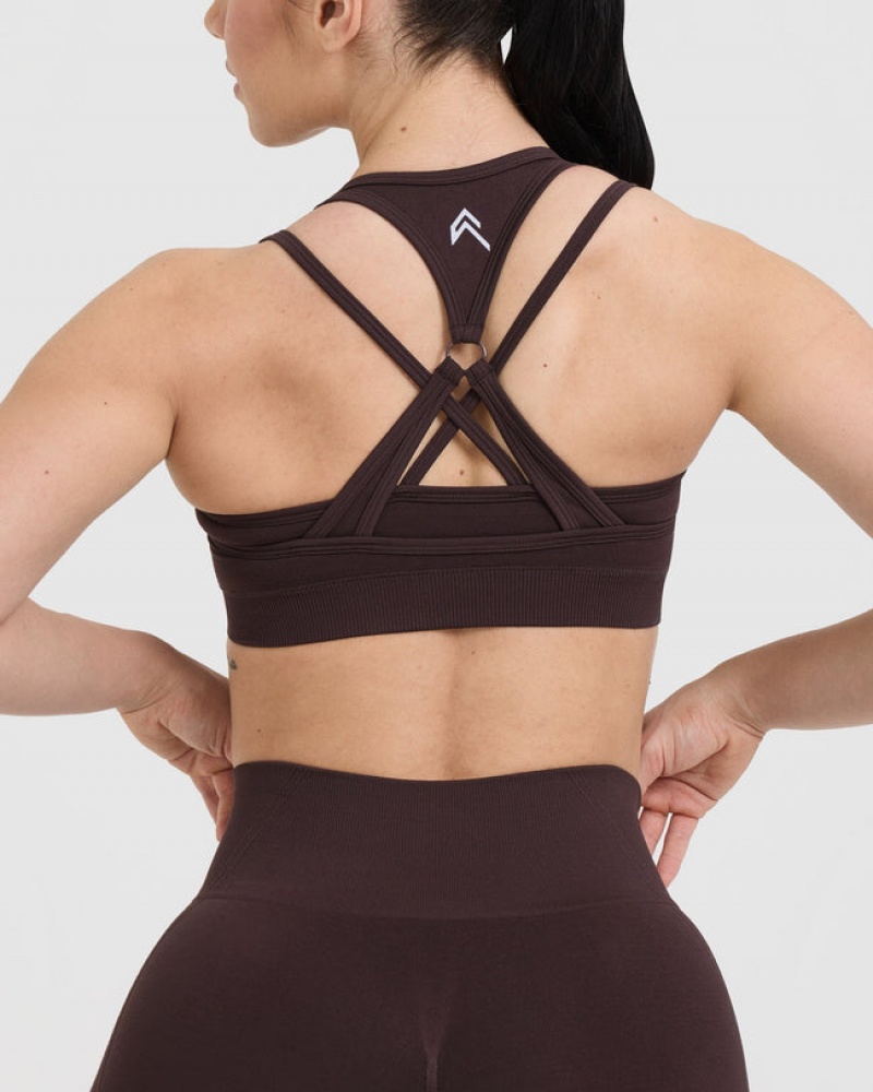 Purple / Brown Oner Active Effortless Seamless Layered Sports Bras | 06829OPNY