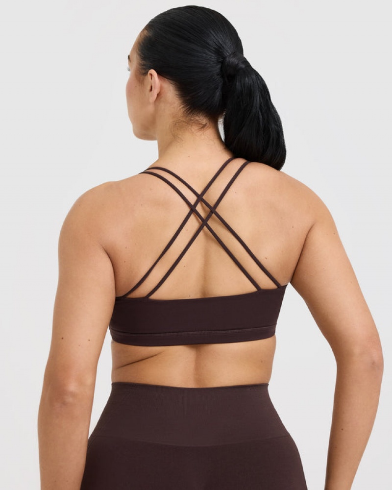 Purple / Brown Oner Active Everyday Cross Over Bralette Sports Bras | 30586ROKL