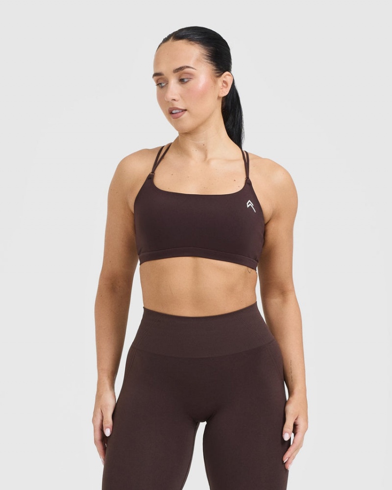 Purple / Brown Oner Active Everyday Cross Over Bralette Sports Bras | 30586ROKL