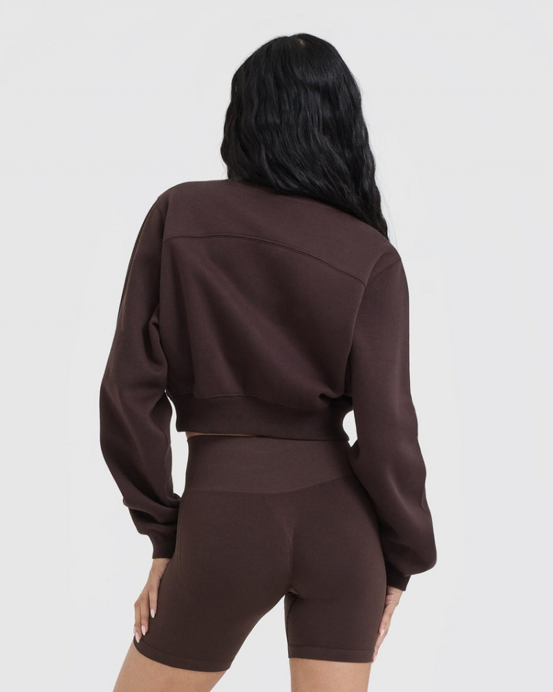 Purple / Brown Oner Active Foundations Crop Sweatshirts | 28379GCZE