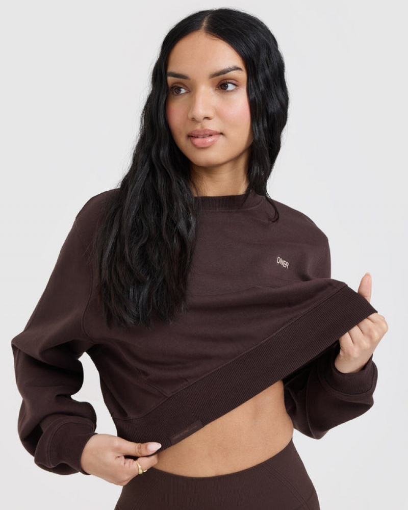 Purple / Brown Oner Active Foundations Crop Sweatshirts | 28379GCZE