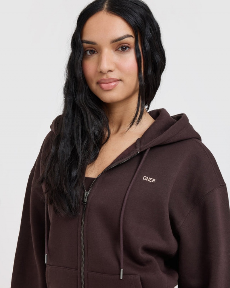 Purple / Brown Oner Active Foundations Zip Through Hoodie | 92714HMKP