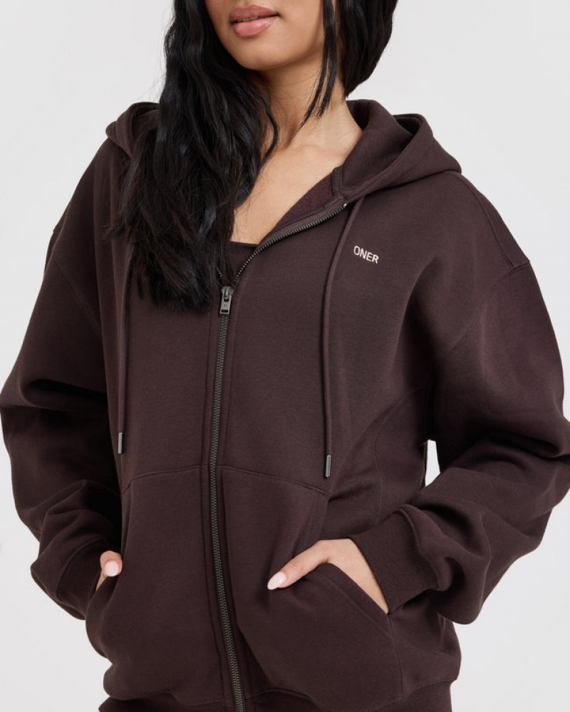 Purple / Brown Oner Active Foundations Zip Through Hoodie | 92714HMKP