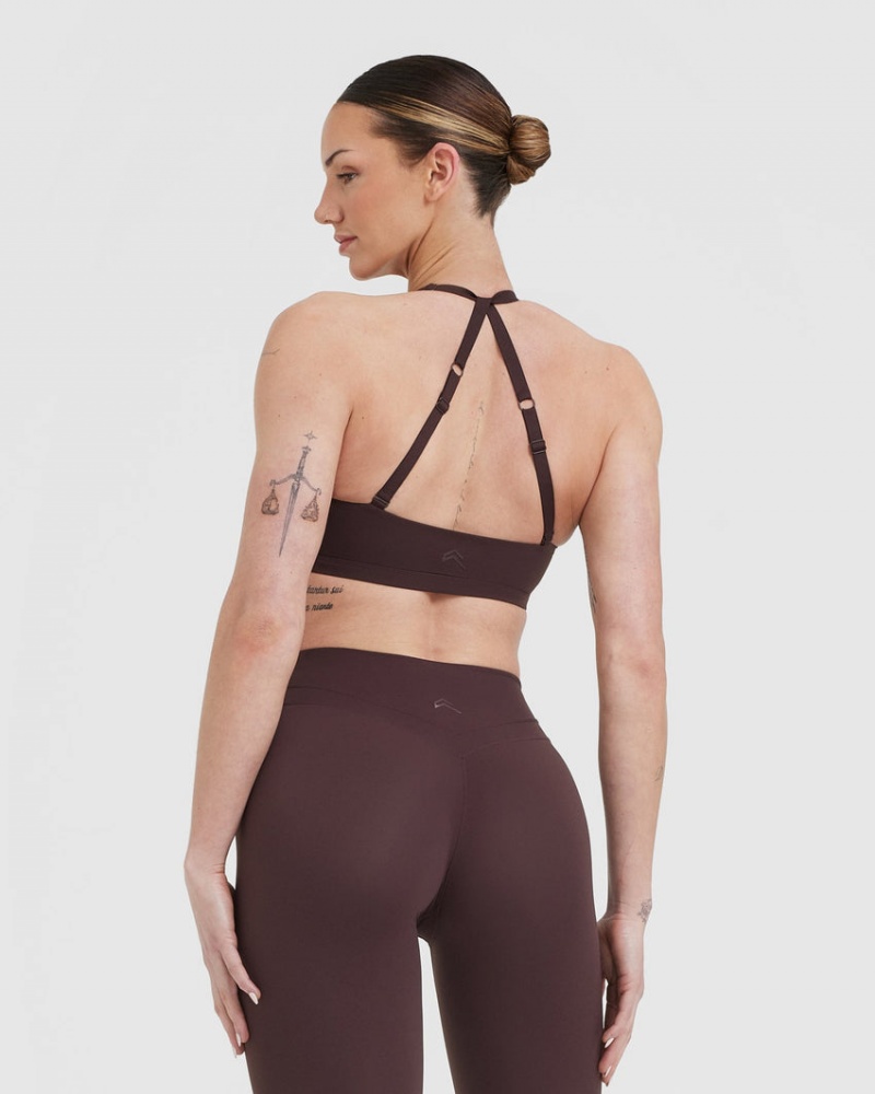 Purple / Brown Oner Active Unified Twist Sports Bras | 92748FOYD