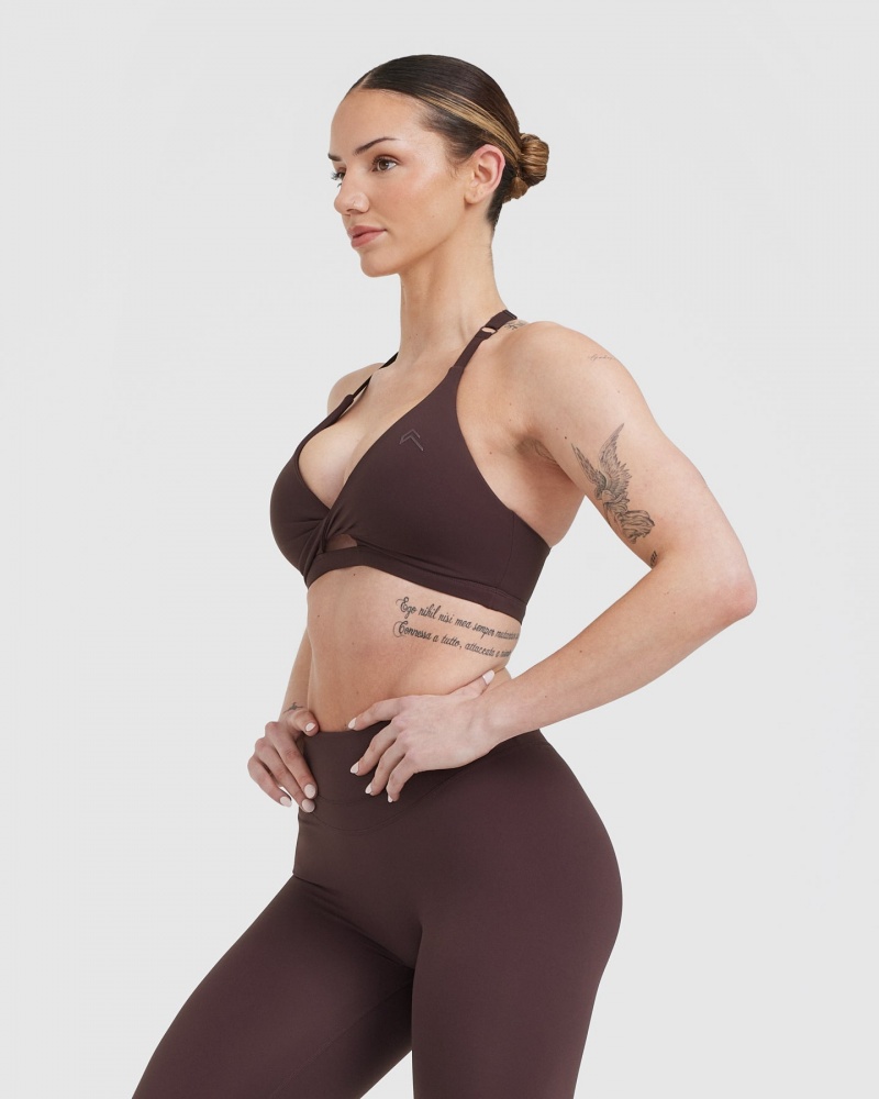 Purple / Brown Oner Active Unified Twist Sports Bras | 92748FOYD