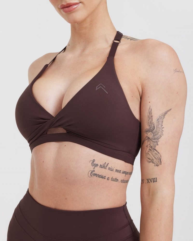 Purple / Brown Oner Active Unified Twist Sports Bras | 92748FOYD