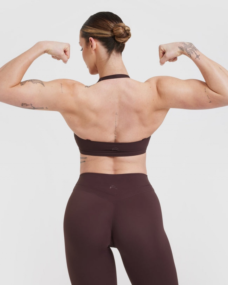 Purple / Brown Oner Active Unified Twist Sports Bras | 92748FOYD