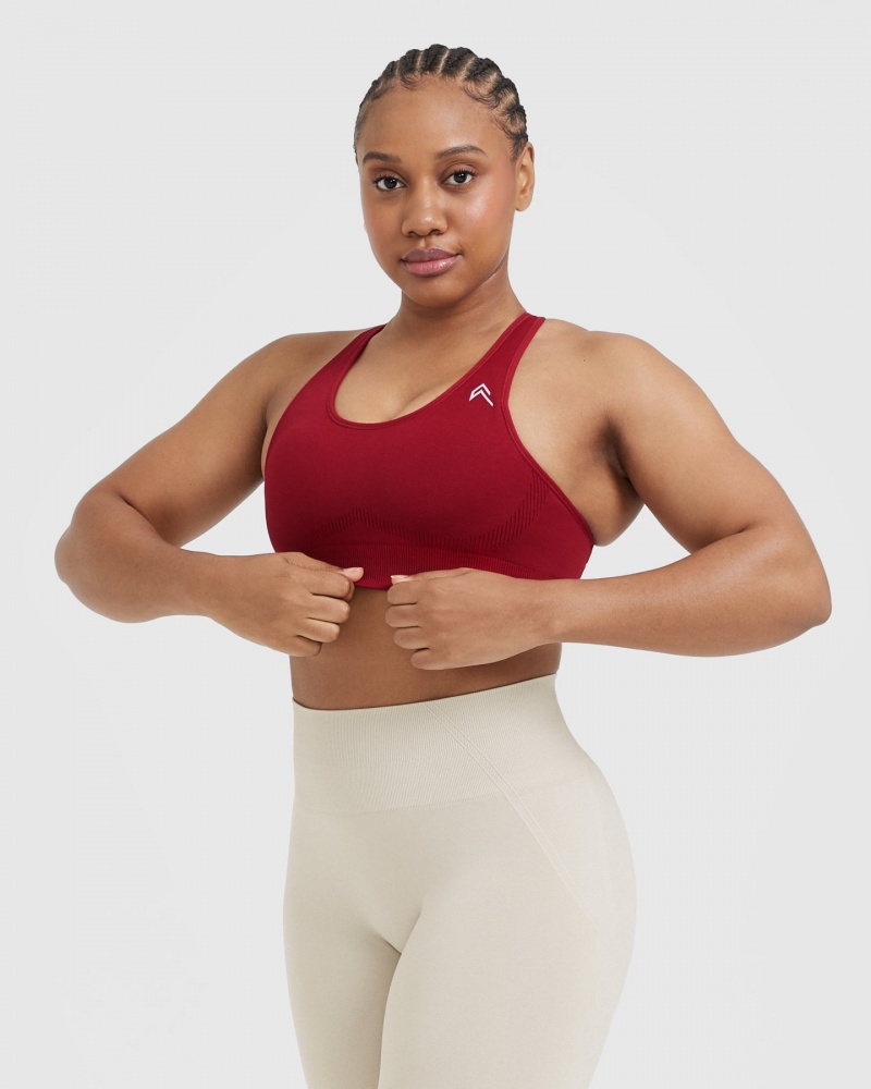 Red / Burgundy Oner Active Classic Seamless 2.0 Bralette Sports Bras | 26570GHRD