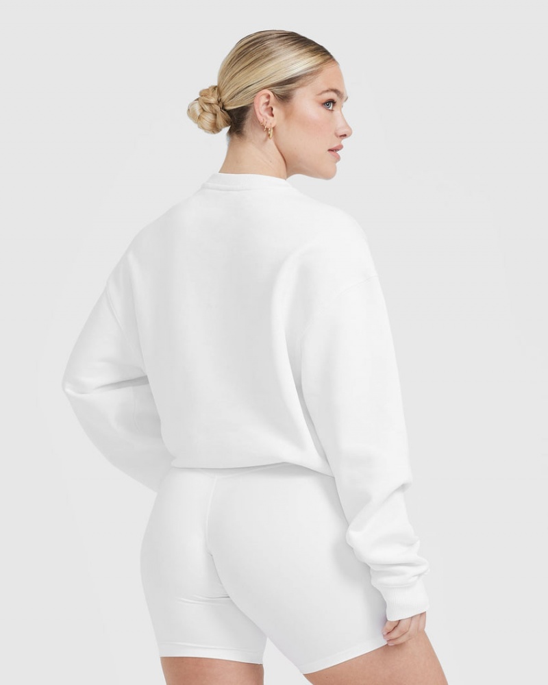 White Oner Active All Day Lightweight Oversized Sweatshirts | 30861QNJZ