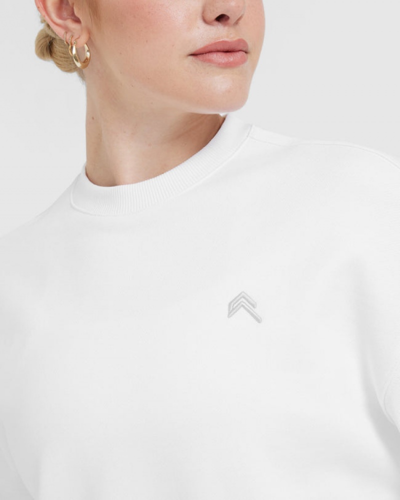 White Oner Active All Day Lightweight Oversized Sweatshirts | 30861QNJZ