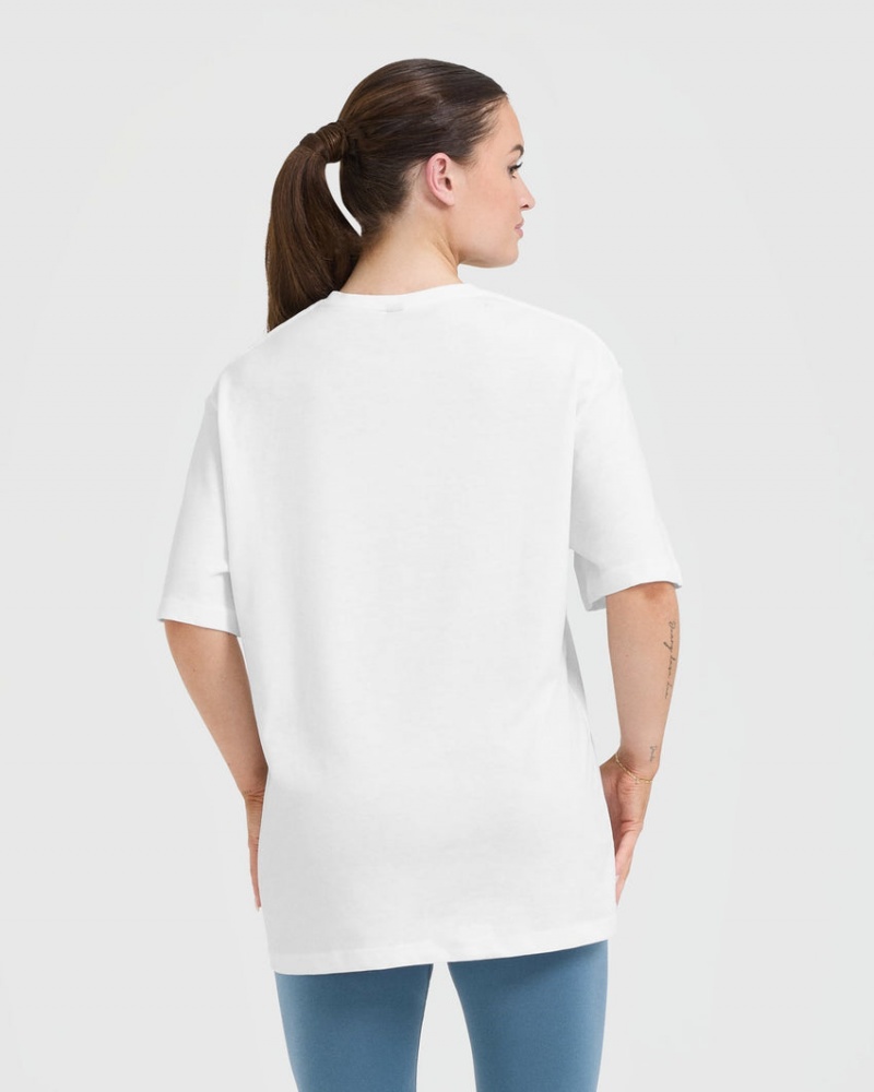 White Oner Active Classic Oner Graphic Oversized Lightweight T Shirts | 08453YWPZ