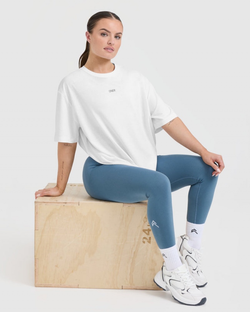 White Oner Active Classic Oner Graphic Oversized Lightweight T Shirts | 08453YWPZ