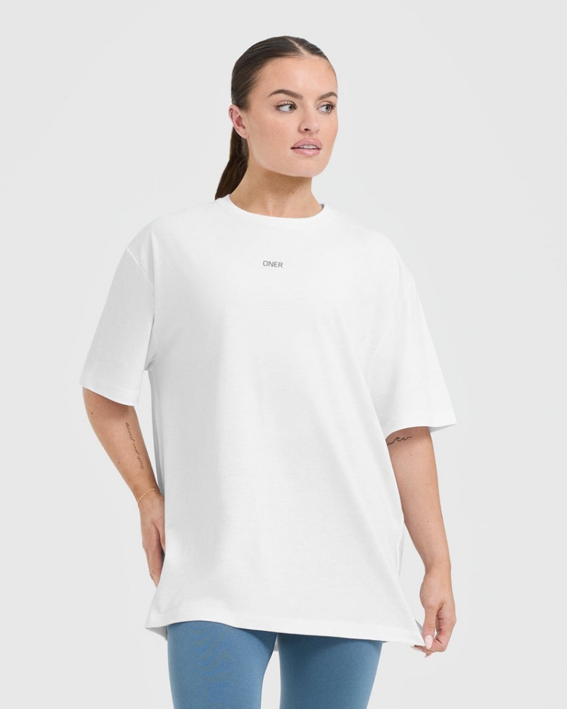 White Oner Active Classic Oner Graphic Oversized Lightweight T Shirts | 08453YWPZ