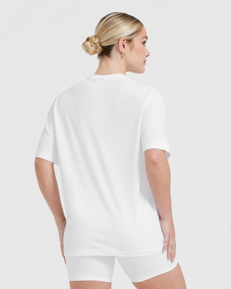 White Oner Active Classic Oversized Lightweight T Shirts | 47165WLJQ