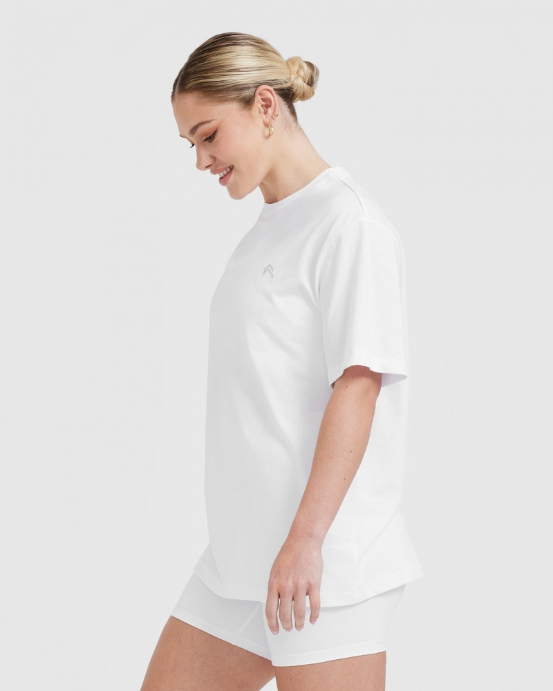 White Oner Active Classic Oversized Lightweight T Shirts | 47165WLJQ