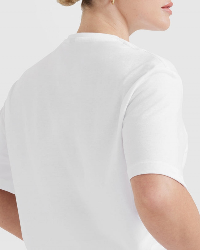 White Oner Active Classic Oversized Lightweight T Shirts | 47165WLJQ