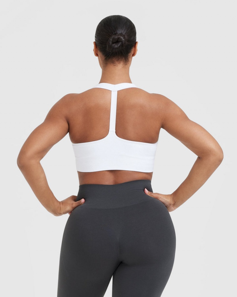 White Oner Active Classic Seamless 2.0 V-Neck Bralette Sports Bras | 01682KIFY