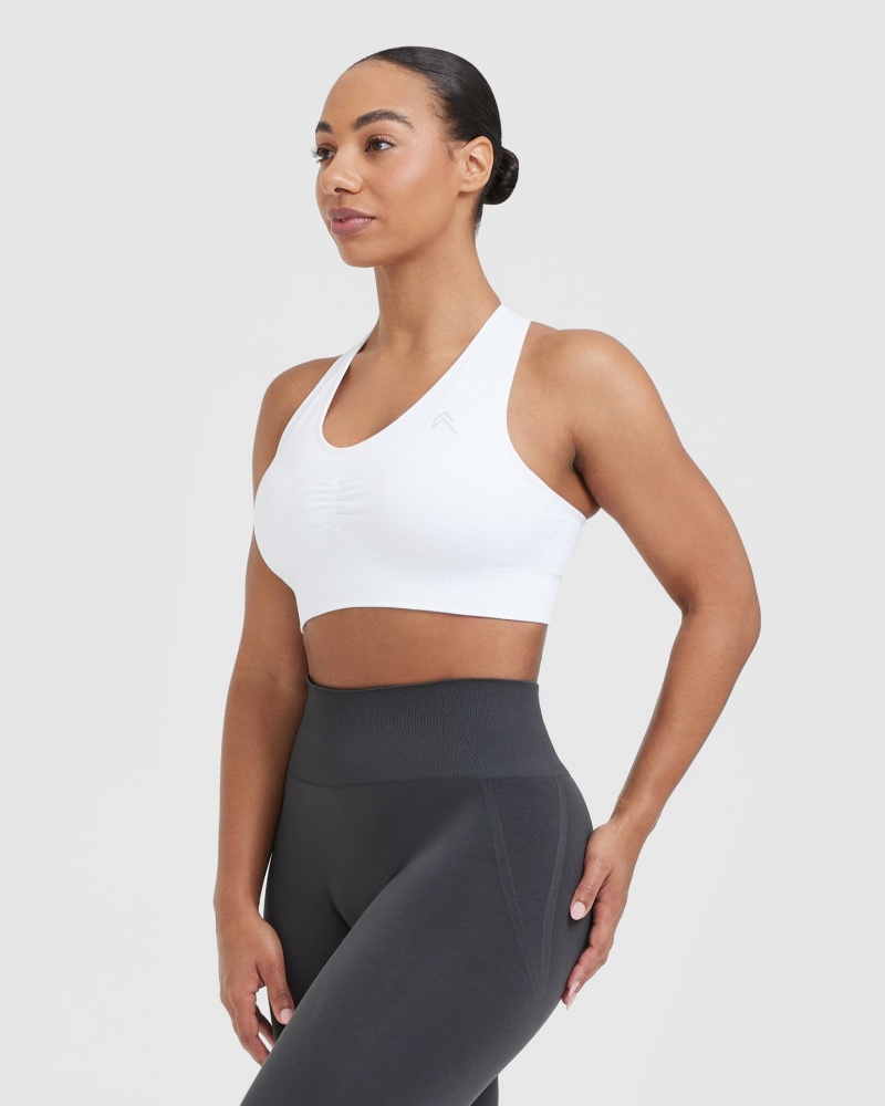 White Oner Active Classic Seamless 2.0 V-Neck Bralette Sports Bras | 01682KIFY