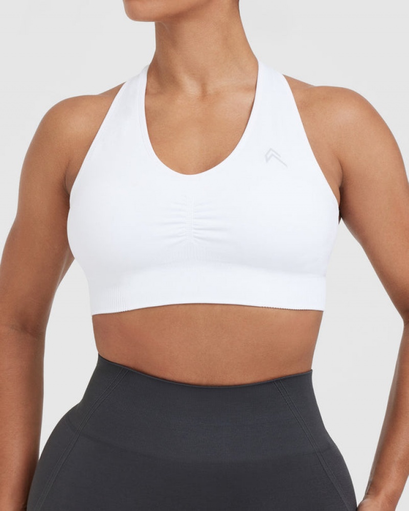 White Oner Active Classic Seamless 2.0 V-Neck Bralette Sports Bras | 01682KIFY