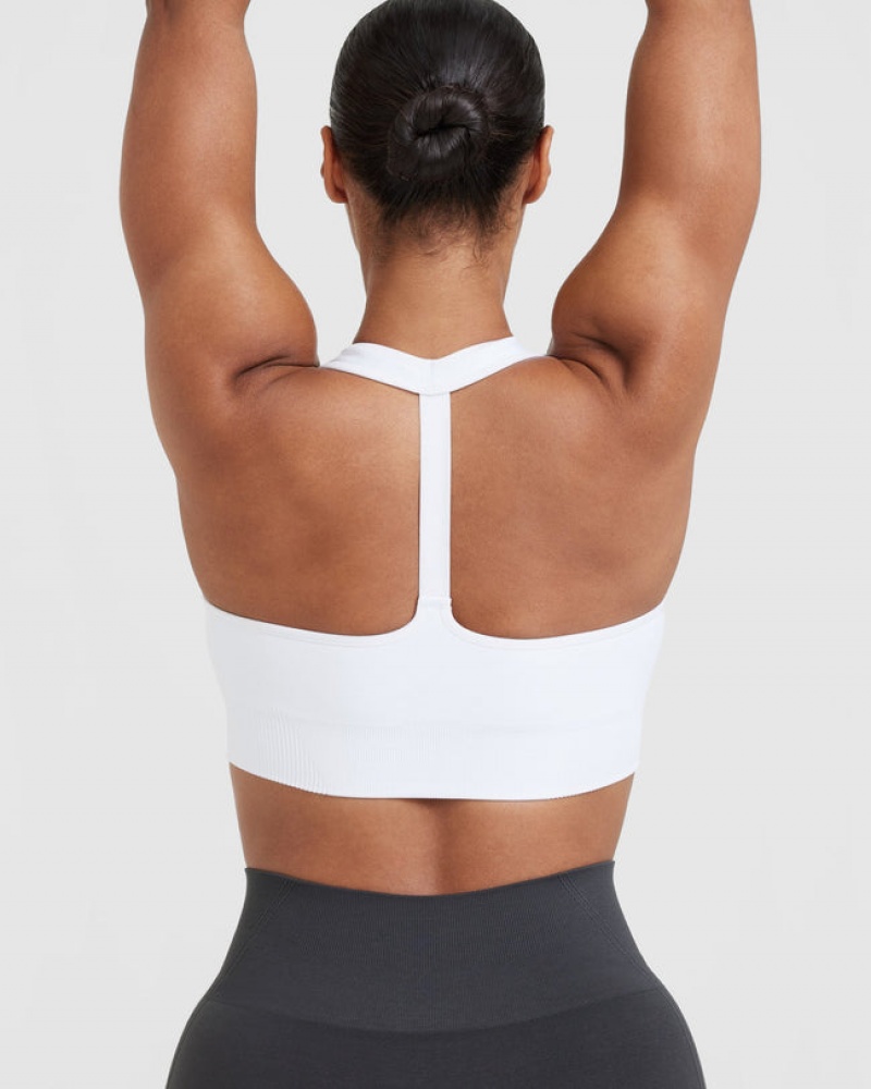 White Oner Active Classic Seamless 2.0 V-Neck Bralette Sports Bras | 01682KIFY