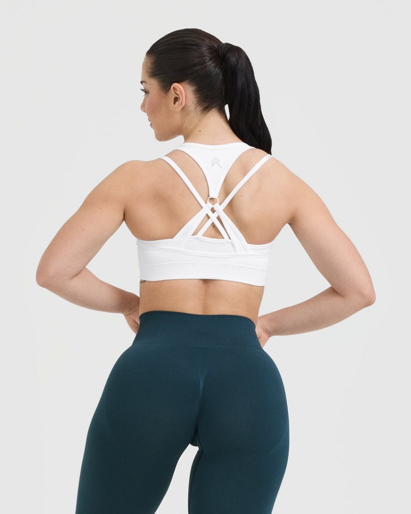 White Oner Active Effortless Seamless Layered Sports Bras | 62391PCWU