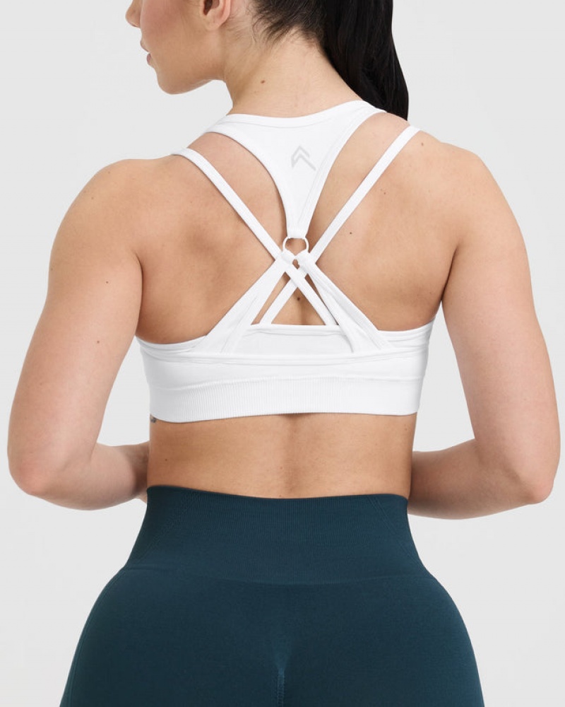 White Oner Active Effortless Seamless Layered Sports Bras | 62391PCWU