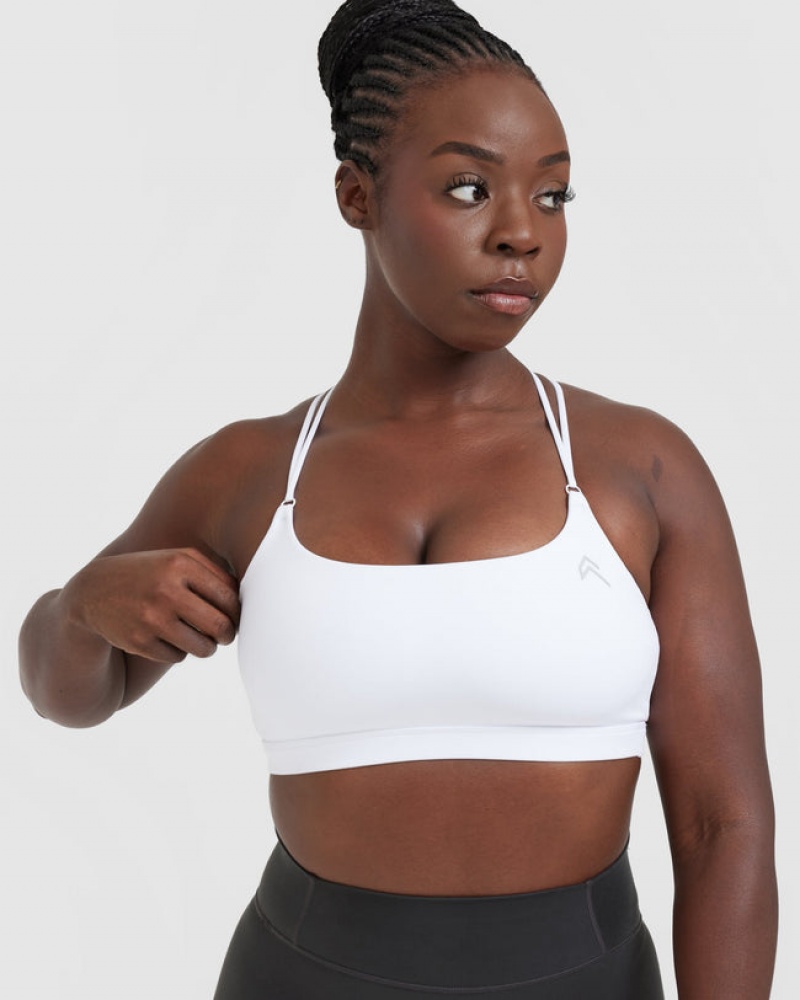 White Oner Active Everyday Cross Over Bralette Sports Bras | 91264GXDK