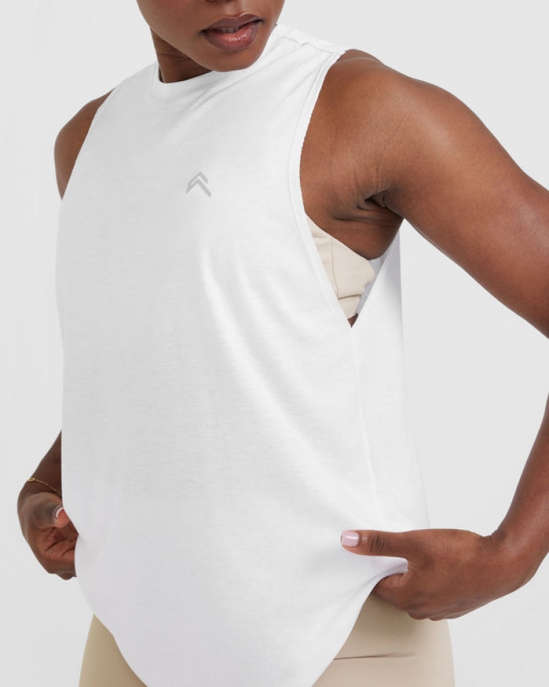 White Oner Active Go To Muscle T Shirts | 83910VIAU