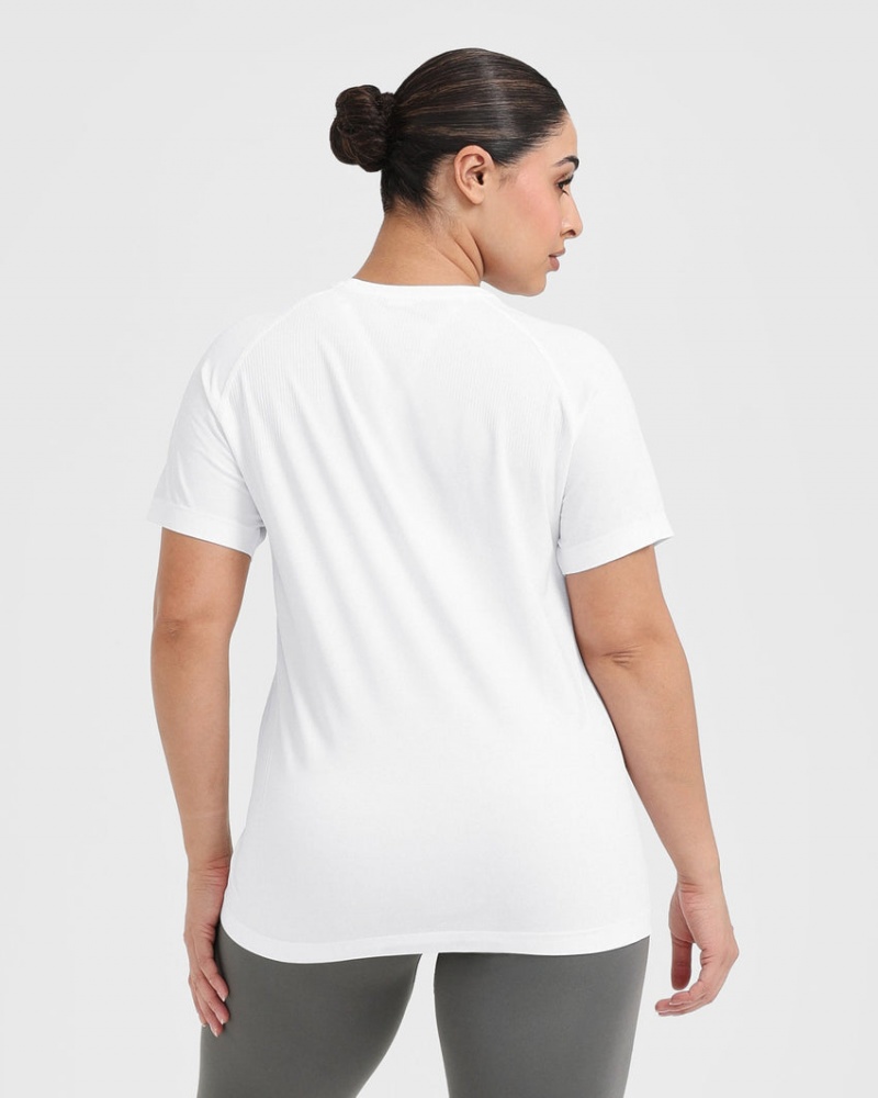 White Oner Active Go To Seamless Loose T Shirts | 43289SAIB