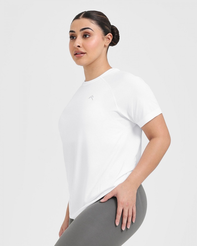 White Oner Active Go To Seamless Loose T Shirts | 43289SAIB