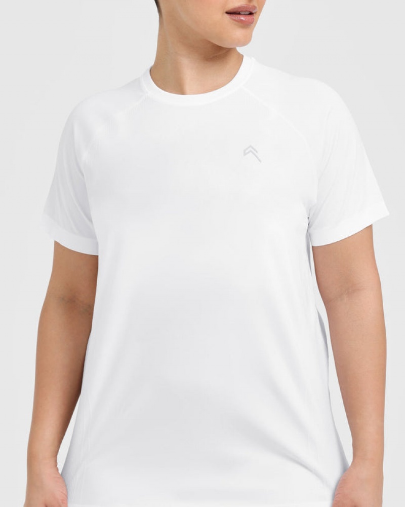 White Oner Active Go To Seamless Loose T Shirts | 43289SAIB