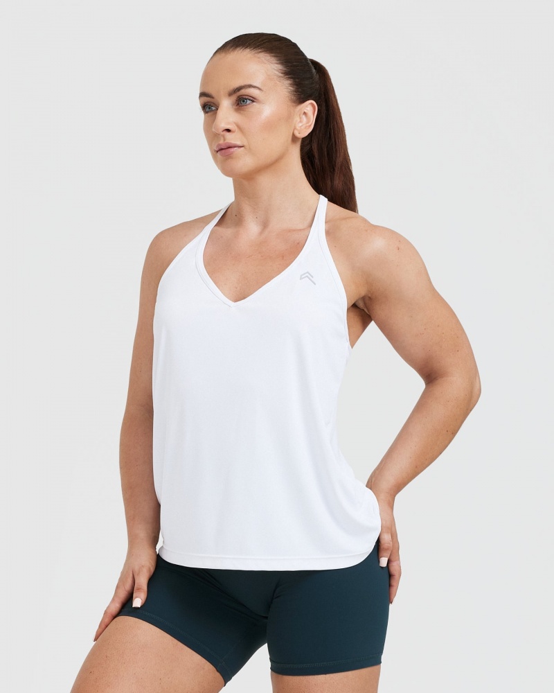 White Oner Active Go To Strappy Loose T Shirts | 47620VMSK