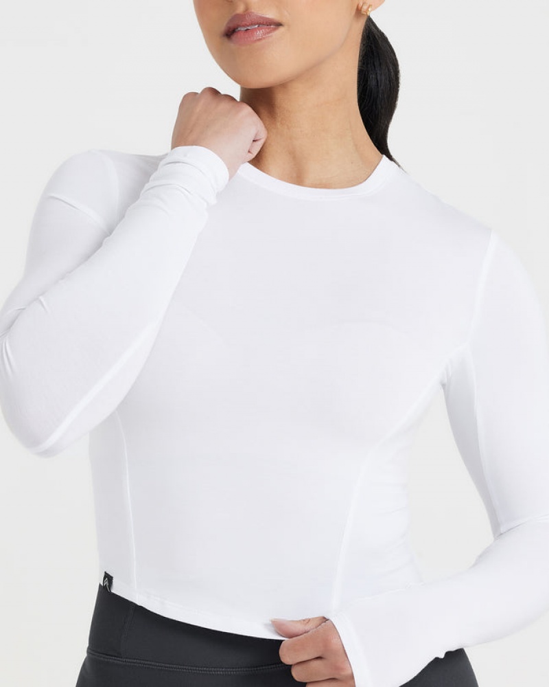 White Oner Active Mellow Soft Mid Long Sleeve T Shirts | 57680IENZ