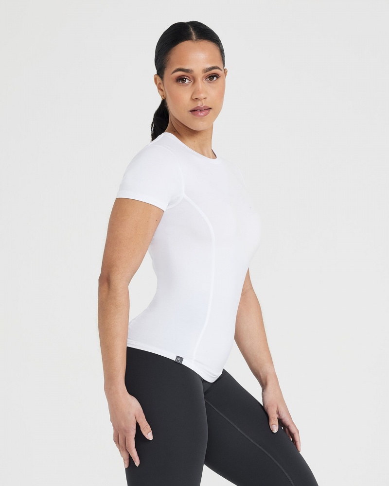 White Oner Active Mellow Soft Short Sleeve T Shirts | 07184OIKJ