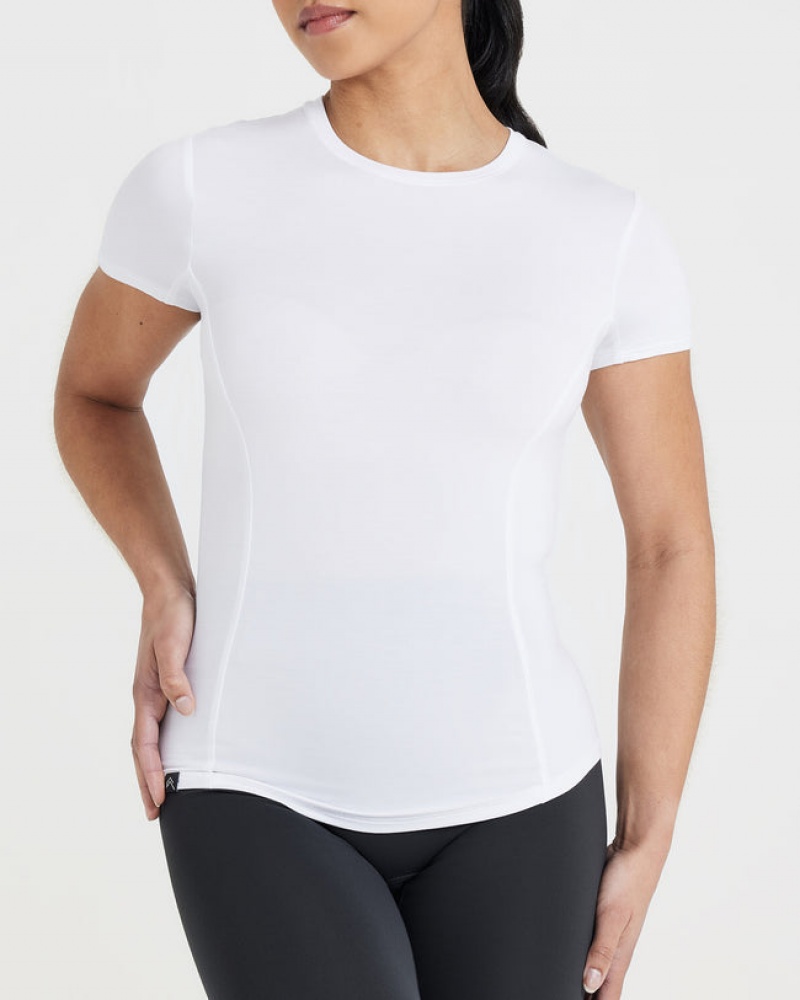 White Oner Active Mellow Soft Short Sleeve T Shirts | 07184OIKJ