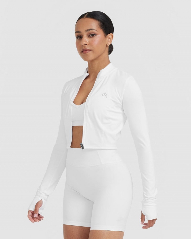 White Oner Active Timeless Crop Jackets | 81270ZXPF