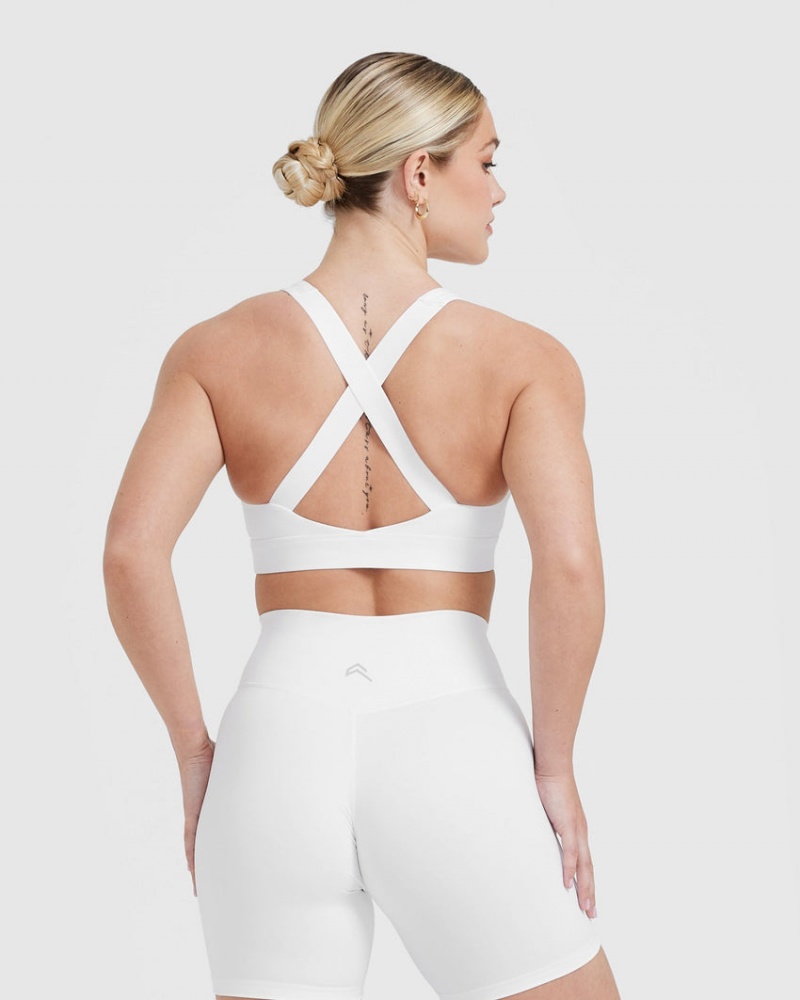 White Oner Active Timeless Wide Strap Sports Bras | 92457GPKX